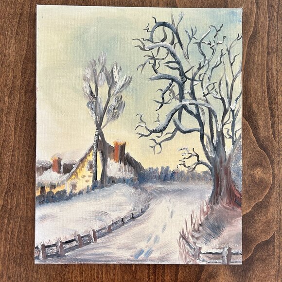 Vtg 1985 Original Oil Painting On Canvas Board Set of 3 Seasons Artist Signed - Picture 12 of 16